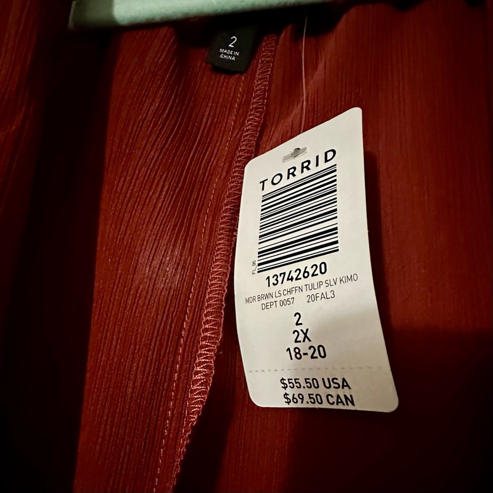 Torrid Full-Length Kimono Rust Color - Picture 2 of 2
